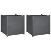 VidaXL Plantenbakken 2 St 60x60x60 Cm Massief Grenenhout Grijs