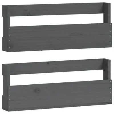 VidaXL Schoenenrekken 2 St 59x9x23 Cm Massief Grenenhout Grijs