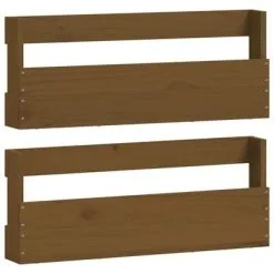 VidaXL Schoenenrekken 2 St 59x9x23 Cm Massief Grenenhout Honingbruin