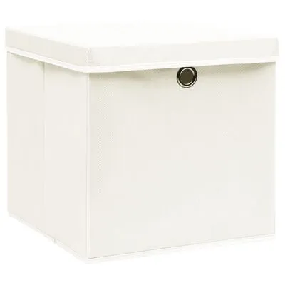 VidaXL Opbergboxen Met Deksel 4 St 32x32x32 Cm Stof Wit - Afbeelding 3