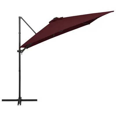 VidaXL Zweefparasol Met LED-verlichting 250x250 Cm Bordeauxrood - Afbeelding 3