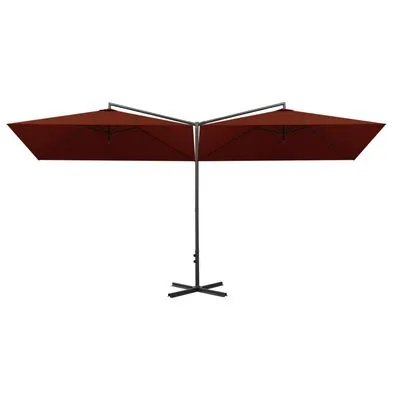 VidaXL Parasol Dubbel Met Stalen Paal 600x300 Cm Terracottakleurig - Afbeelding 3