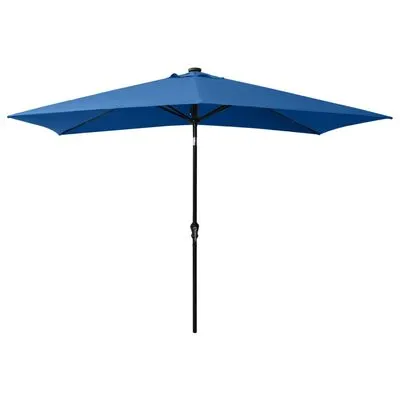VidaXL Parasol Met LED's En Stalen Paal 2x3 M Azuurblauw - Afbeelding 3