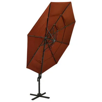 VidaXL Parasol 4-laags Met Aluminium Paal 3x3 M Terracotta - Afbeelding 3