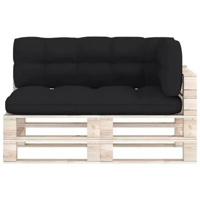 VidaXL Bankkussens Pallet 3 St Zwart - Afbeelding 3