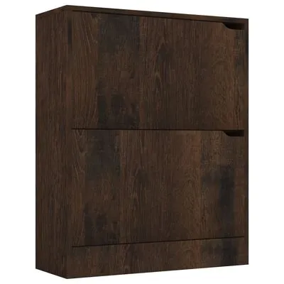 VidaXL Schoenenkast 2 Deuren 59x24x74 Cm Spaanplaat Gerookt Eiken - Afbeelding 3