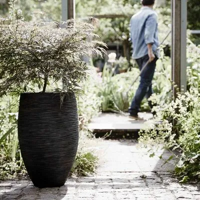 Capi Bloempot Nature Rib Elegant Deluxe 40x60 Cm Zwart KBLR1131 - Afbeelding 3
