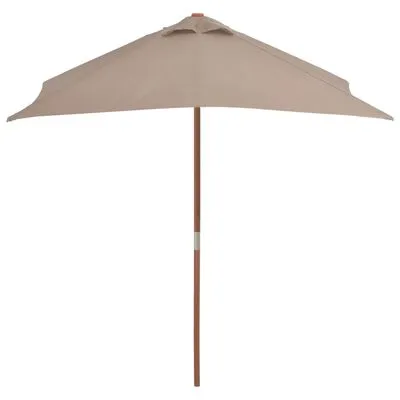 VidaXL Parasol Met Houten Paal 150x200 Cm Taupe - Afbeelding 3