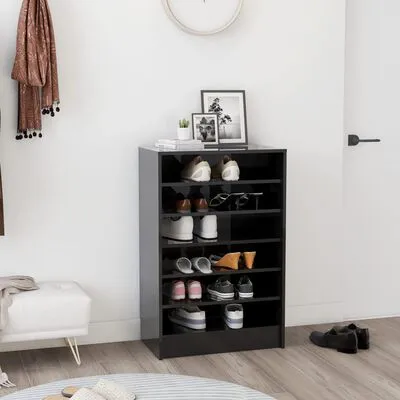 VidaXL Schoenenkast 60x35x92 Cm Spaanplaat Hoogglans Zwart - Afbeelding 3