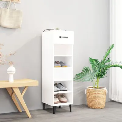 VidaXL Schoenenkast 30x35x105 Cm Bewerkt Hout Hoogglans Wit - Afbeelding 3