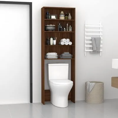 VidaXL Wasmachinekast 64x24x190 Cm Bruineikenkleurig - Afbeelding 3