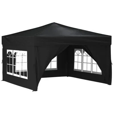 VidaXL Partytent Inklapbaar Met Zijwanden 3x3 M Zwart - Afbeelding 3