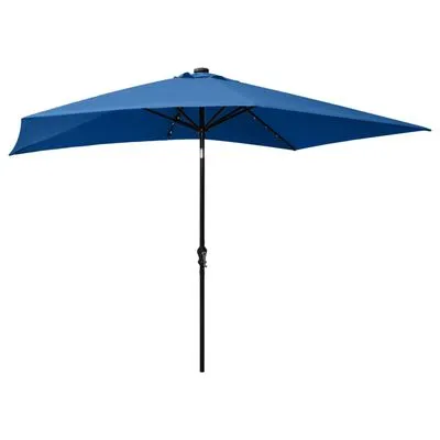 VidaXL Parasol Met LED's En Stalen Paal 2x3 M Azuurblauw - Afbeelding 4