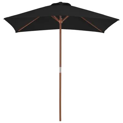 VidaXL Parasol Met Houten Paal 150x200 Cm Zwart - Afbeelding 4