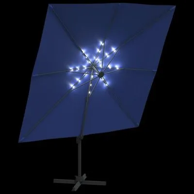 VidaXL Zweefparasol Met LED-verlichting 400x300 Cm Azuurblauw - Afbeelding 4