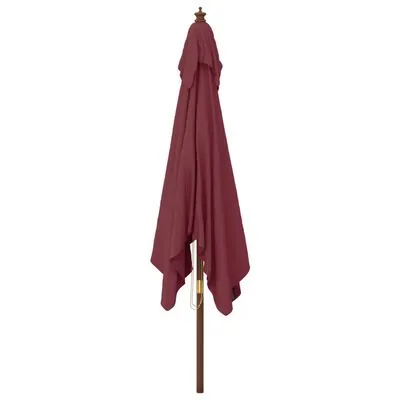 VidaXL Parasol Met Houten Paal 300x300x273 Cm Bordeauxrood - Afbeelding 4
