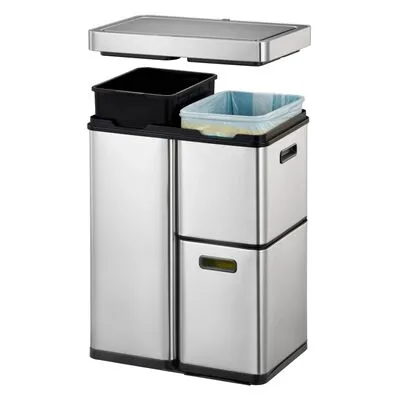 EKO Vuilnisbak Met Sensor Mirage Plus 1x30 L + 2x15 L Matzilverkleurig - Afbeelding 4