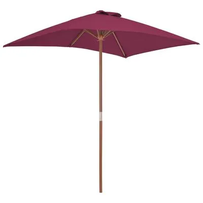 VidaXL Parasol Met Houten Paal 150x200 Cm Bordeauxrood - Afbeelding 4
