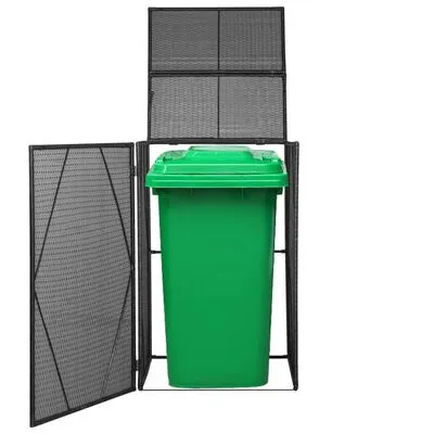 VidaXL Containerberging Enkel 76x78x120 Cm Poly Rattan Zwart - Afbeelding 4