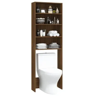 VidaXL Wasmachinekast 64x24x190 Cm Bruineikenkleurig - Afbeelding 4