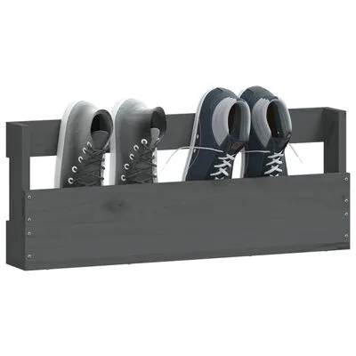 VidaXL Schoenenrekken 2 St 59x9x23 Cm Massief Grenenhout Grijs - Afbeelding 4