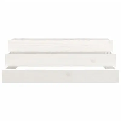 VidaXL Plantenbak 80x80x27 Cm Massief Grenenhout Wit - Afbeelding 4