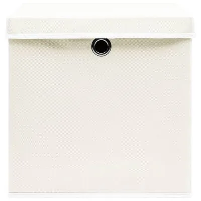 VidaXL Opbergboxen Met Deksel 4 St 32x32x32 Cm Stof Wit - Afbeelding 5