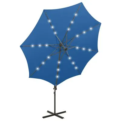 VidaXL Zweefparasol Met Paal En LED-verlichting 300 Cm Azuurblauw - Afbeelding 5