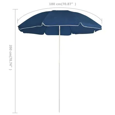 VidaXL Parasol Met Stalen Paal 180 Cm Blauw - Afbeelding 5