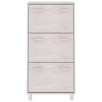 VidaXL Schoenenkast HAMAR 59,5x35x117 Cm Massief Grenenhout Wit - Afbeelding 5
