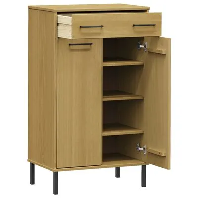 VidaXL Schoenenkast Met Metalen Poten OSLO Massief Grenenhout Bruin - Afbeelding 5