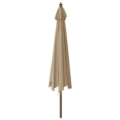 VidaXL Parasol Met Houten Paal 400x273 Cm Taupe - Afbeelding 5