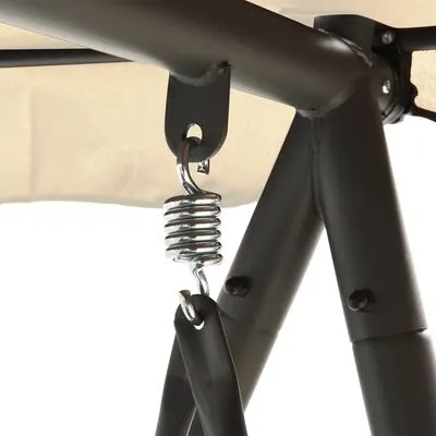 VidaXL Schommelbank Voor Buiten Met Luifel Converteerbaar Zandwit - Afbeelding 5