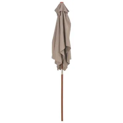 VidaXL Parasol Met Houten Paal 150x200 Cm Taupe - Afbeelding 5