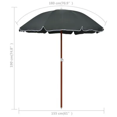VidaXL Parasol Met Stalen Paal 180 Cm Antraciet - Afbeelding 5