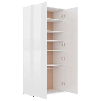 VidaXL Schoenenkast 80x39x178 Cm Spaanplaat Hoogglans Wit - Afbeelding 5