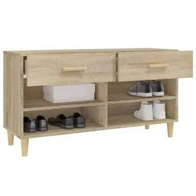 VidaXL Schoenenkast 102x35x55 Cm Bewerkt Hout Sonoma Eikenkleurig - Afbeelding 5