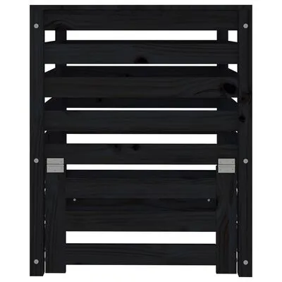 VidaXL Compostbak 63,5x63,5x77,5 Cm Massief Grenenhout Zwart - Afbeelding 5