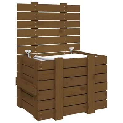 VidaXL Opbergbox 58x40,5x42 Cm Massief Grenenhout Honingbruin - Afbeelding 5