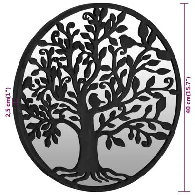 VidaXL Spiegel Rond 40x2,5 Cm Ijzer Zwart - Afbeelding 6