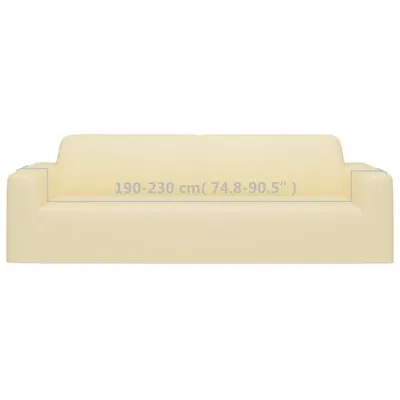 VidaXL Driezitsbankhoes Stretch Polyester Jersey Crèmekleurig - Afbeelding 6