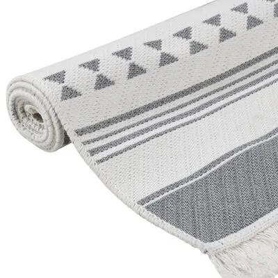 VidaXL Vloerkleed 80x150 Cm Katoen Grijs En Wit - Afbeelding 6