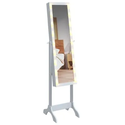 VidaXL Spiegel Vrijstaand Met LED's 34x37x146 Cm Wit - Afbeelding 6
