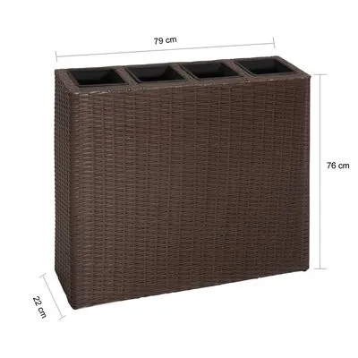 VidaXL Plantenbak Verhoogd Met 4 Potten Poly Rattan Bruin - Afbeelding 6