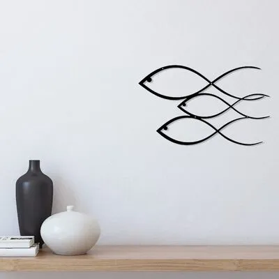 Homemania Wanddecoratie Vissen 50x30 Cm Staal Zwart - Afbeelding 6