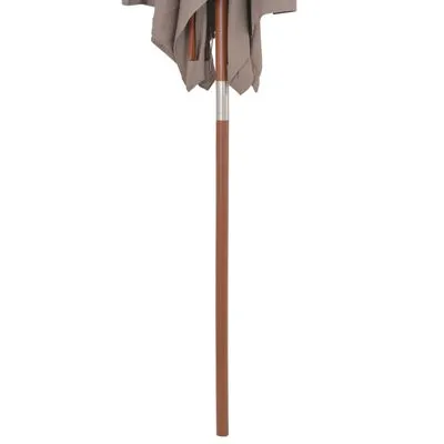 VidaXL Parasol Met Houten Paal 150x200 Cm Taupe - Afbeelding 6