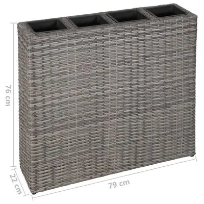 VidaXL Plantenbak Verhoogd Met 4 Potten Poly Rattan Grijs - Afbeelding 6