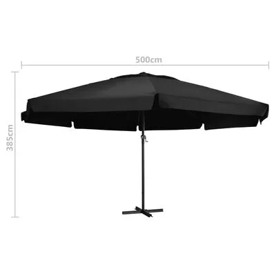 VidaXL Parasol Met Aluminium Paal 500 Cm Zwart - Afbeelding 6