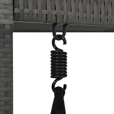 VidaXL Schommelbank 3-zits Met Dak Poly Rattan Grijs - Afbeelding 6