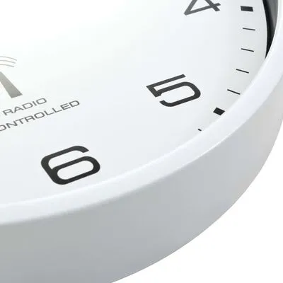 VidaXL Wandklok Met Quartz Uurwerk Radiogestuurd 31 Cm Wit - Afbeelding 6